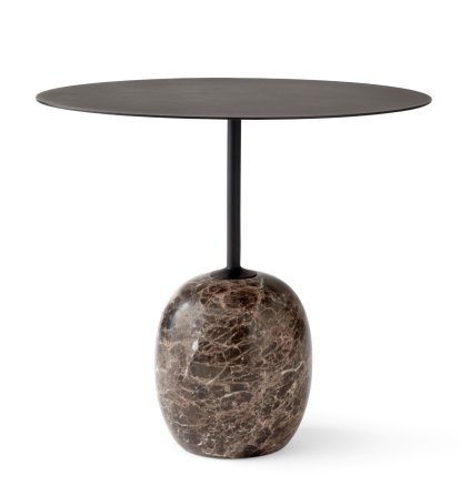Lato Beistelltisch, Oval (L 50 x B 40 cm), Warm Black / Emparador Marmor