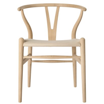 CH24P Wishbone Chair Leder, Eiche geseift, Terra Sand 20364