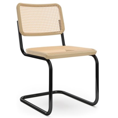 S 32 V Pure Materials Freischwinger, Eiche / natur, Tiefschwarz (RAL 9005), Kunststoffgleiter schwarz mit Filz