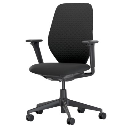 ACX Soft Bürodrehstuhl, Ohne Vorwärtsneigung, mit Sitztiefenverstellung, 3D-Armlehnen F, Tiefschwarz, Sitz Grid Knit, nero, Harte Rolle für Teppichböden