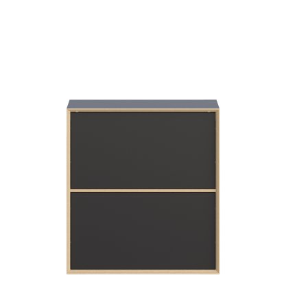 Vertiko Schuhschrank, Zwei Schubkästen, Schwarz matt