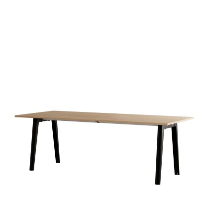 New Modern Esstisch rechteckig, Metall/Holz, 220 x 95 cm, Eichenfurnier, Graphitschwarz