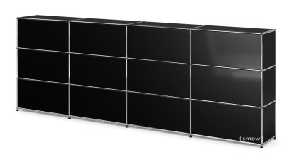 USM Haller Theke Typ 1, Graphitschwarz RAL 9011, 300 cm (4 Elemente), 35 cm