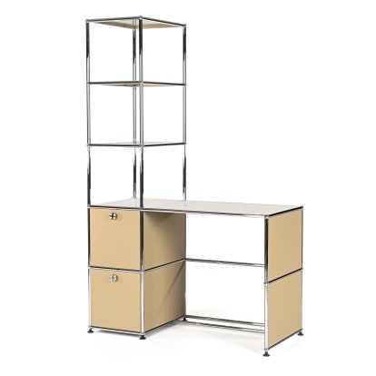 USM Haller Schreibtisch mit Regalaufsatz, USM beige