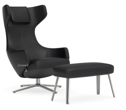 Grand Repos Loungesessel, Sessel Grand Repos & Panchina, Leder Premium F nero, 45 cm, Poliert