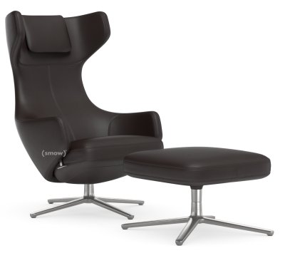 Grand Repos Loungesessel, Sessel Grand Repos & Ottoman, Leder Premium F chocolate, 45 cm, Poliert