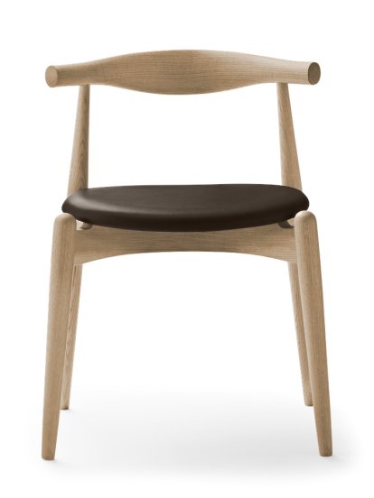 CH20 Elbow Stuhl, Eiche Weißöl, Leder braun