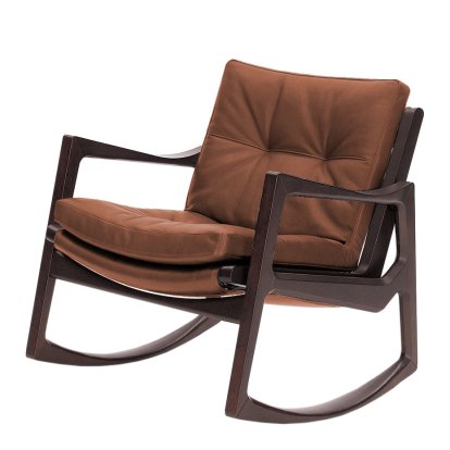 Euvira Schaukelstuhl Soft, Eiche braun gebeizt, Leder Classic cognac