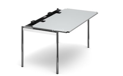 USM Haller Tisch Advanced, 150 x 75 cm, 02-Kunstharz perlgrau, Ohne Klappe