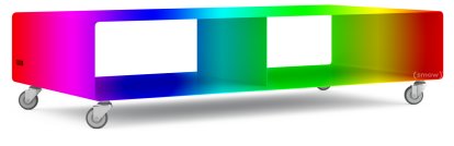 TV Lowboard R 200, Einfarbig, Wunschfarbe (RAL Metallic), Industrierollen