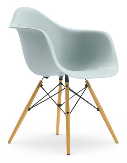 Eames Plastic Armchair DAW, Eisgrau, Ohne Polsterung, Ohne Polsterung, Standardhöhe - 43 cm, Ahorn gelblich