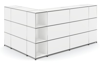 USM Haller Theke Typ 4, Reinweiß RAL 9010, Ecke offen