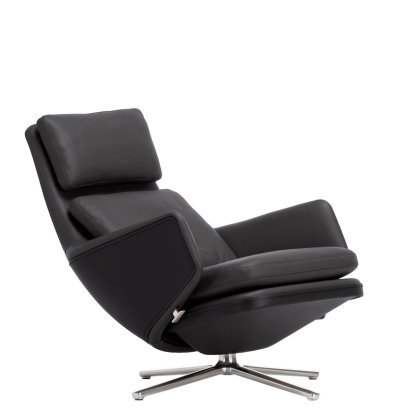 Grand Relax Loungesessel, Ohne Ottoman, Leder Premium F, nero, Poliert, 41,5 cm