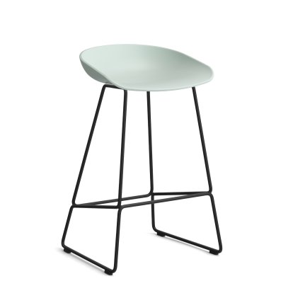 About A Stool AAS 38 Barhocker, Küchenvariante: Sitzhöhe 64 cm, Stahl pulverbeschichtet schwarz, Dusty mint 2.0