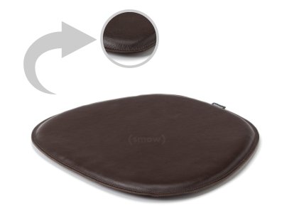 Sitzauflage Leder für Eames Side Chairs, Ober- und Unterseite Leder, Dunkelbraun