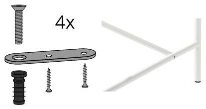 Befestigungslasche für Eiermann Tischbock / Tischgestelle (4er Set), Weiß