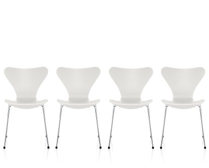 Serie 7 Stuhl 3107 - 4er Aktionsset, Sitz gefärbte Esche weiß, Gestell verchromt