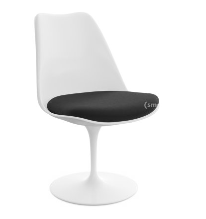Saarinen Tulip Stuhl, drehbar, Sitzkissen, weiß, Black (Tonus 128)