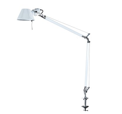 Tolomeo Tischleuchte, Weiß, mit Schraubklemme für beliebige Tischplatte, Halogenlampe