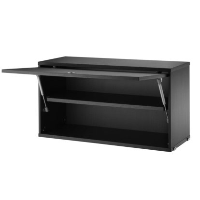 String System Schrankelement mit Klapptür, B 78 cm / Schwarz gebeizte Esche