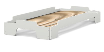 Rolf Heide Stapelliege Komfort, 90 x 200, Lichtgrau lackiert, Rollbar