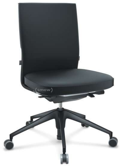 ID Soft, FlowMotion-ohne Vorwärtsneigung, ohne Sitztiefenverstellung, Ohne Armlehnen, 5-Stern Untergestell, Kunststoff basic dark, Basic dark, Sitz und Rücken Silk Mesh, Nero, Hart für Teppichboden