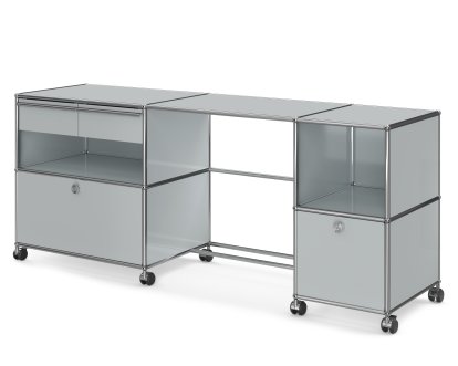 USM Haller Schreibtisch Typ 3, USM mattsilber, Weich für harte Böden