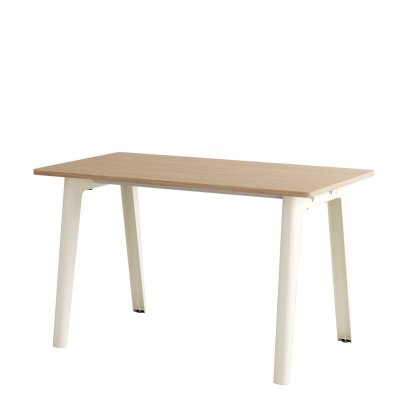 New Modern Schreibtisch, Metall/Holz, 130 x 70 cm, Ohne Aufbewahrungsmodul, Cremeweiß