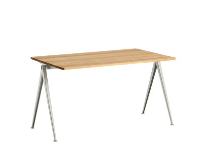 Pyramid Tisch 01, L 140 x B 75 x H 74 cm, Eiche lackiert, Stahl pulverbeschichtet beige