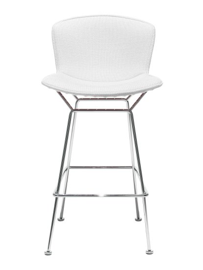Bertoia Barstuhl, voll gepolstert, satiniert verchromt, Ivory (Tonus 100)