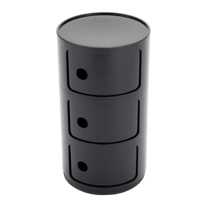 Componibili Container rund 3 Fächer, Schwarz