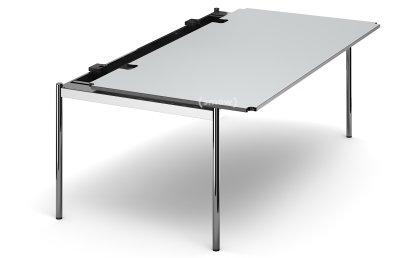 USM Haller Tisch Advanced, 200 x 100 cm, 02-Kunstharz perlgrau, Ohne Klappe