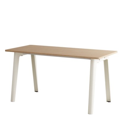 New Modern Schreibtisch, Metall/Holz, 150 x 70 cm, Ohne Aufbewahrungsmodul, Cremeweiß
