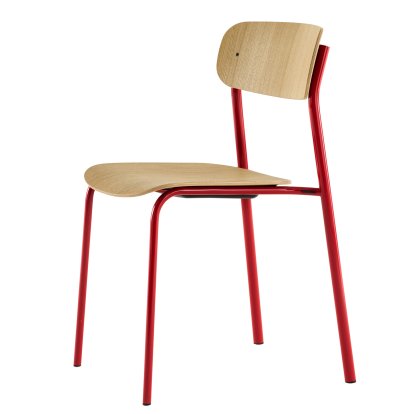 S 243 Stuhl, Tomatenrot (RAL 3013), Eiche klar lackiert