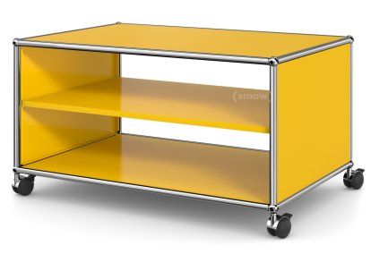 USM Haller TV-Lowboard auf Rollen, Offen, Goldgelb RAL 1004