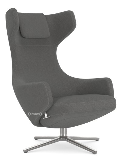 Grand Repos Loungesessel, Sessel Grand Repos, Stoff Cosy 2 Classic Grey, 45 cm, Poliert