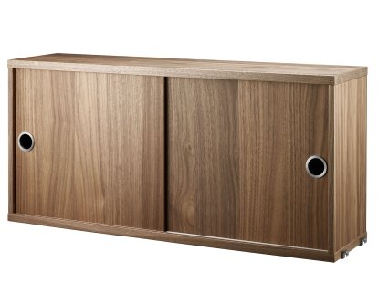 String System Hängeschrank mit Schiebetüren, Walnussfurnier, 20 cm