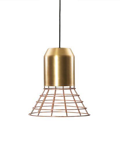 Bell Light Pendelleuchte, Messing, Metallkorb verkupfert, H 16 x ø 29 cm