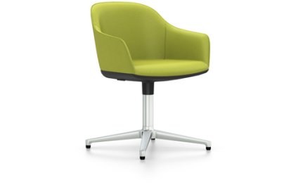 Softshell Armchair auf Viersternfuß, Aluminium poliert, Plano, Avocado, Filzgleiter für harte Böden