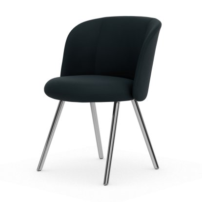 Mikado Stuhl, Aluminium poliert, Plano, Petrol / nero, Gleiter für Teppichboden