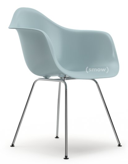 Eames Plastic Armchair DAX, Eisgrau, Ohne Polsterung, Ohne Polsterung, Standardhöhe - 43 cm, Verchromt
