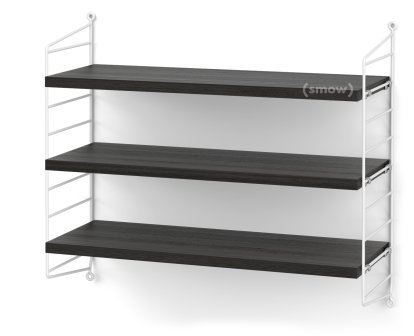 String System Wandregal S, 20 cm, Weiß, Eschefurnier schwarz