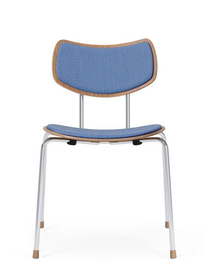 VLA26 Vega Stuhl, Eiche lackiert, Mood - blau, Verchromt