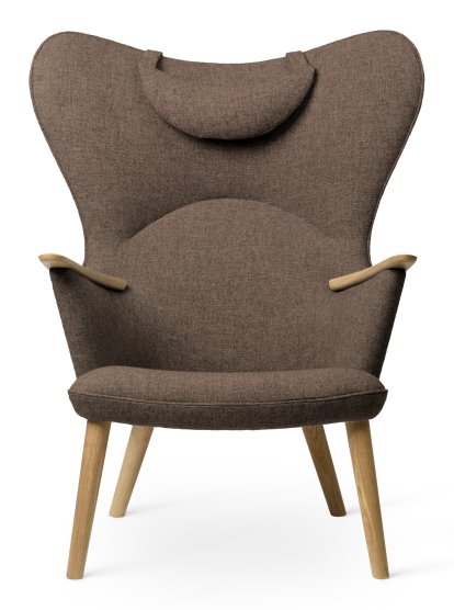 CH78 Mama Bear Loungesessel, Fiord - braun, Eiche geseift, Mit Nackenkissen