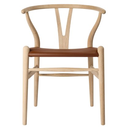 CH24P Wishbone Chair Leder, Eiche geseift, Loke 7060