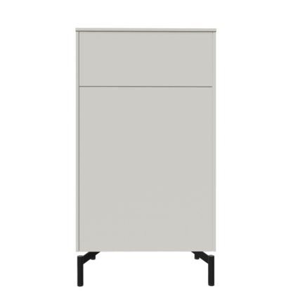 Aventa Sideboard mit Tür und Schubkasten, 60 cm, 4 Höhenraster, Melamin weiß, Metallfüße