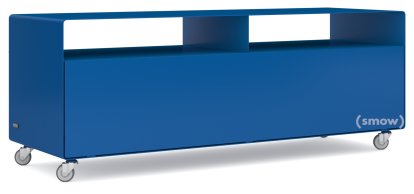 TV Lowboard R 109, Einfarbig, Enzianblau (RAL 5010), Industrierollen