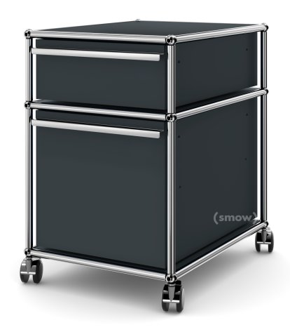 USM Haller Rollcontainer mit Hängeregistratur, Kein Schloss, Anthrazitgrau RAL 7016