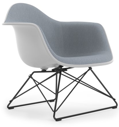 Eames Plastic Armchair LAR, Cotton white, Vollpolsterung dunkelblau / elfenbein, Beschichtet basic dark