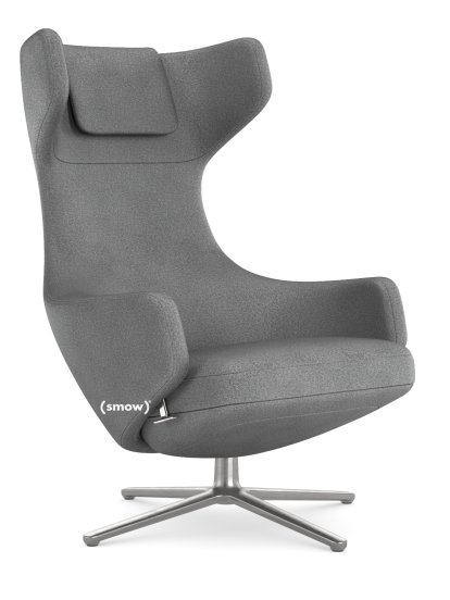 Grand Repos Loungesessel, Sessel Grand Repos, Stoff Dumet sierragrau melange, 40 cm, Poliert